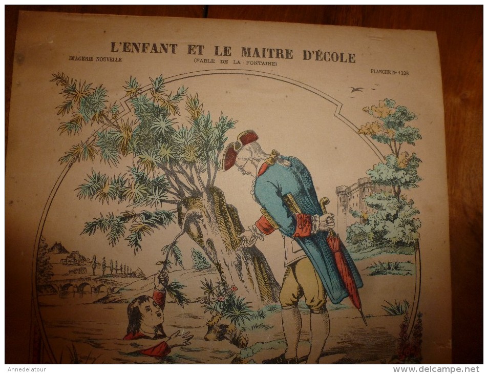 Vers 1900    Imagerie Nouvelle   L'ENFANT ET LE MAITRE D'ECOLE  (Fable De La Fontaine)             Planche N° 1228 - Collections