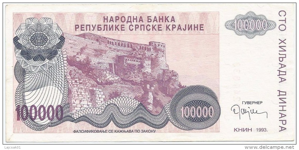 Croatia 100.000 Dinara 1993. P-R22 - Croatia