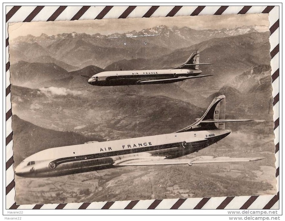 T1234 AIR FRANCE CARAVELLE  2 SCANS - 1946-....: Moderne