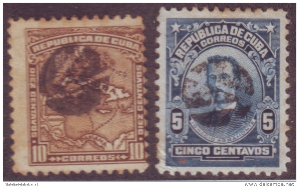 1914-66 CUBA. REPUBLICA. 1914. Ed.192, 200. AGRAMONTE Y MAPA. MAPITAS. MAP. FANCY CANCEL  RARE - Oblitérés