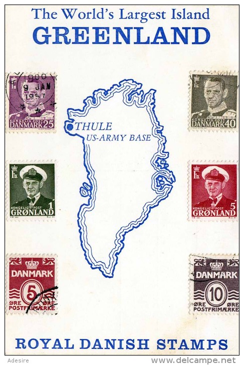 GREENLAND - 6 Fach Frankierung Auf Bildpostkarte, 1957 - Briefe U. Dokumente