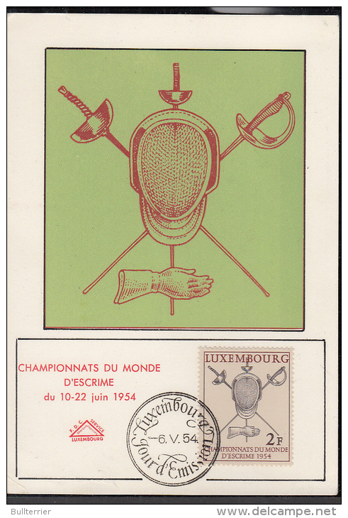 FENCING - LUXEMBOURG - 1954 WORLD CHAMPIONHIPS ON MAXI CARD, SELDOM SEEN ITEM - Escrime