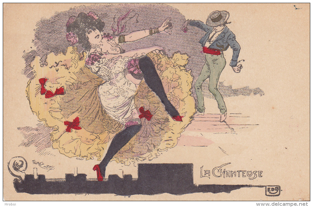 Illustrateur CONRAD Georges, La Chanteuse, Danse Espagnome, French Cancan - Conrad