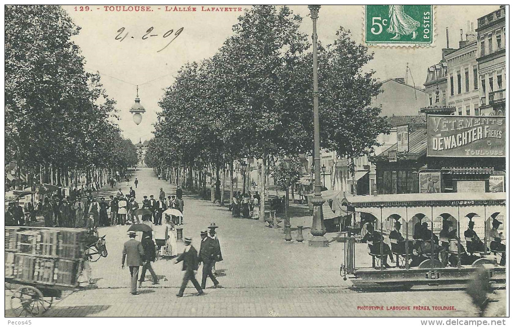 C.P.A. : TOULOUSE - Allée Lafayette - 1909. - Toulouse