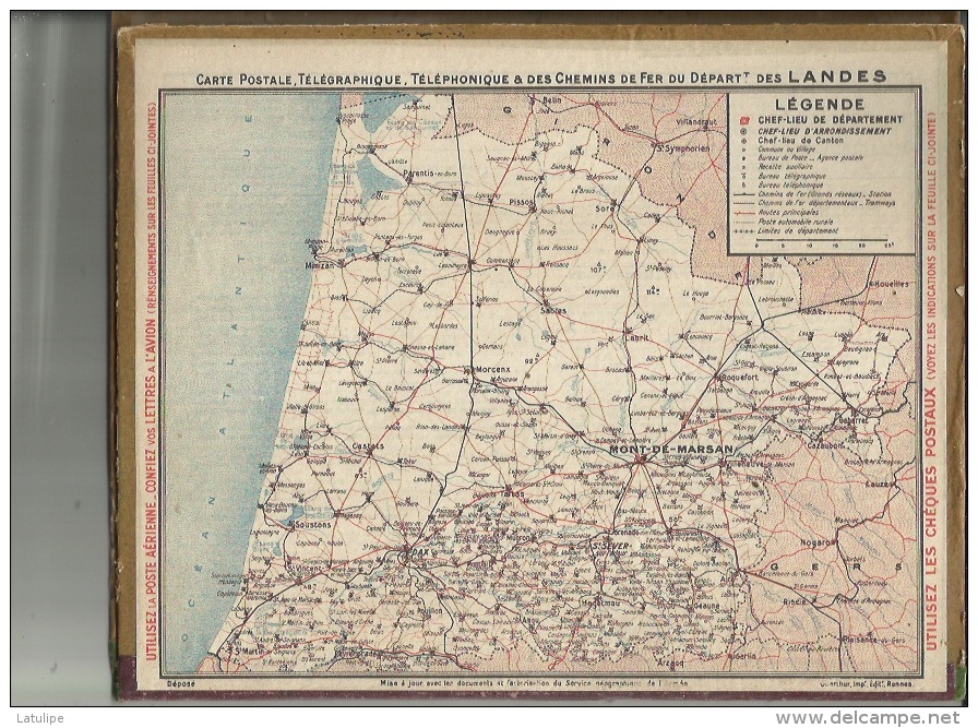 Calendrier Des Postes G-F  Des Landes 40 De 1939 - Incomplèt-Manque Interieur Mais Ouverture-Cartonnée 2 Cotés - Big : 1921-40