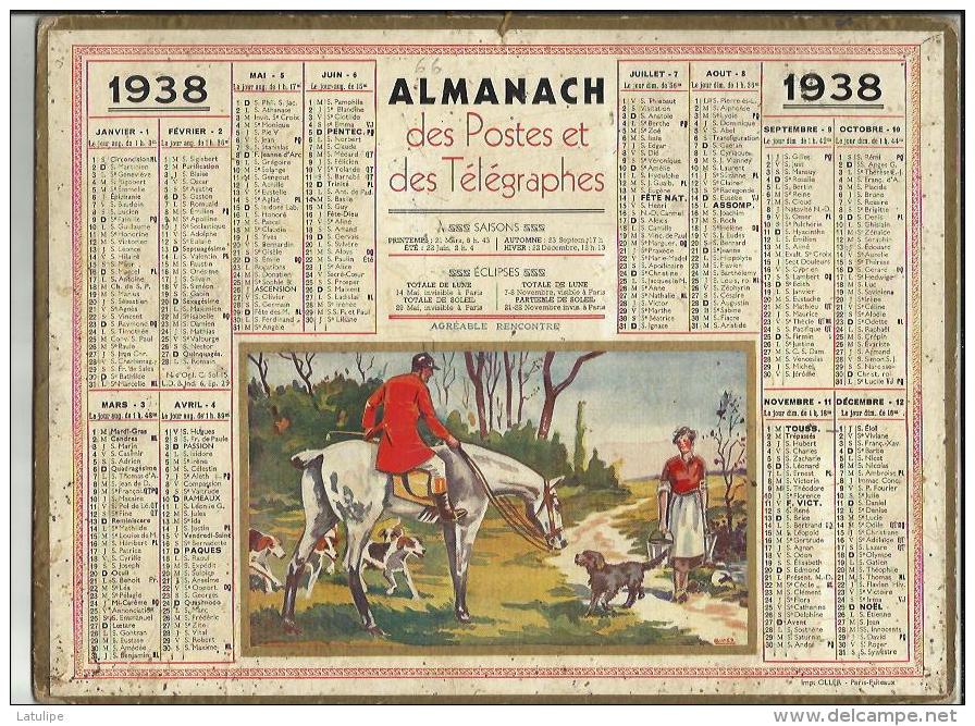 Calendrier Des Postes G-F  Des Pyrenées Orientales 66 De 1938 (Agreable Rencontre-Pages Complètes - Grand Format : 1921-40