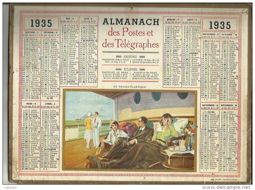 Calendrier Des Postes G-F  Des Pyrenées Orientales 66 De 1935 ( En Transatlantique ) -Pages Complètes - Grossformat : 1921-40