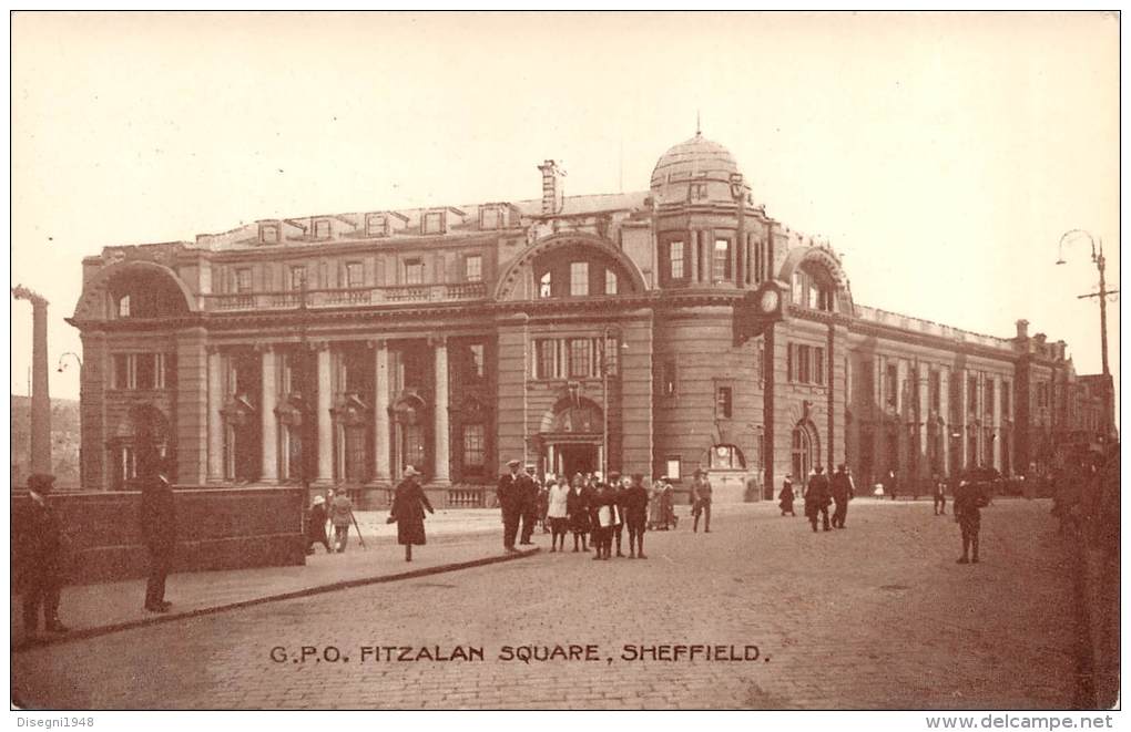 04359 "  SHEFFIELD G.P.O. FITZALAN SQUARE - REGNO UNITO" ANIMATA. CART. ILLUSTR. ORIG. NON SPEDITA. - Sheffield