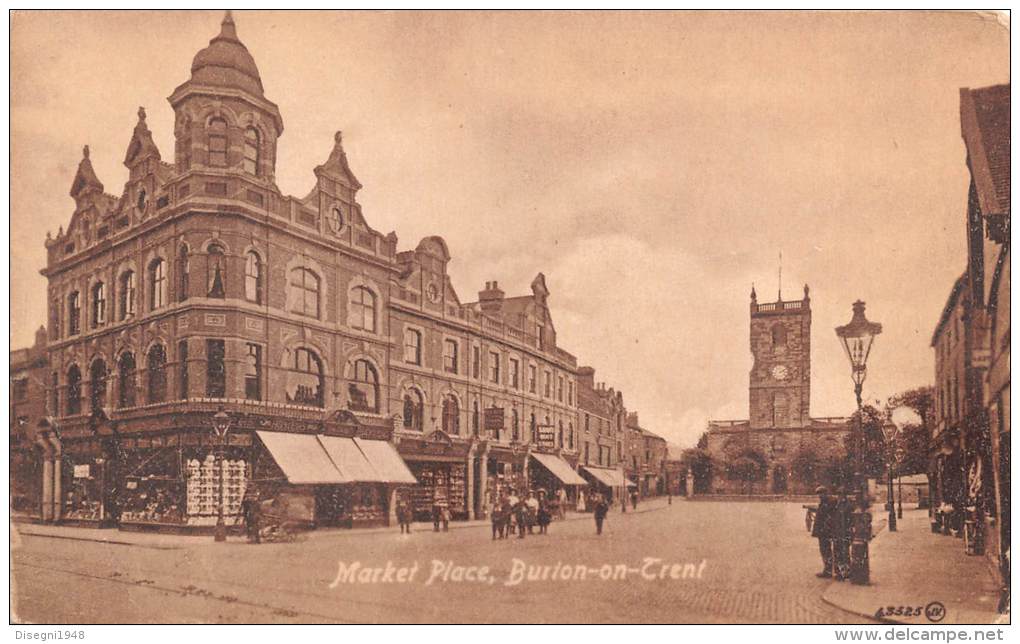 04362 "BURTON ON TRENT - MARKET PLACE" ANIMATA. CART. ILLUSTR. ORIG. NON SPEDITA. - Sonstige & Ohne Zuordnung