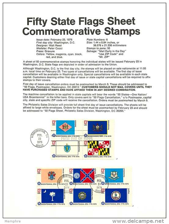 Set Of 5 Souvenir Sheets - State Flags Sc 1633-1682 - 1971-1980