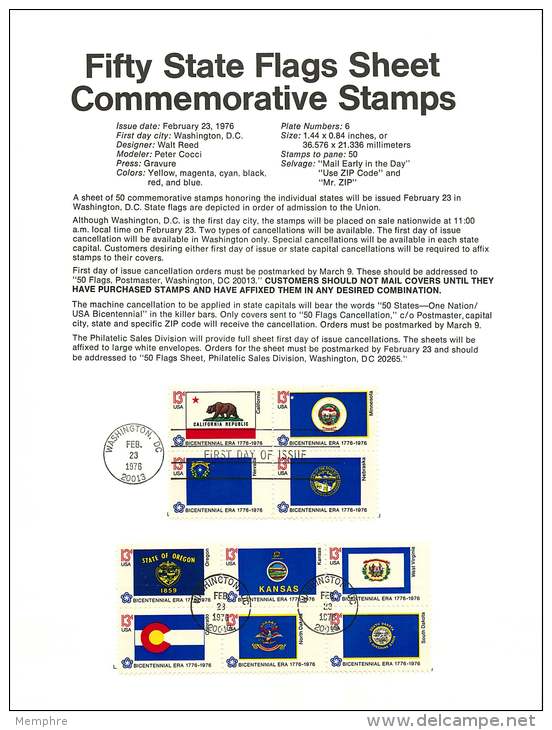 Set Of 5 Souvenir Sheets - State Flags Sc 1633-1682 - 1971-1980