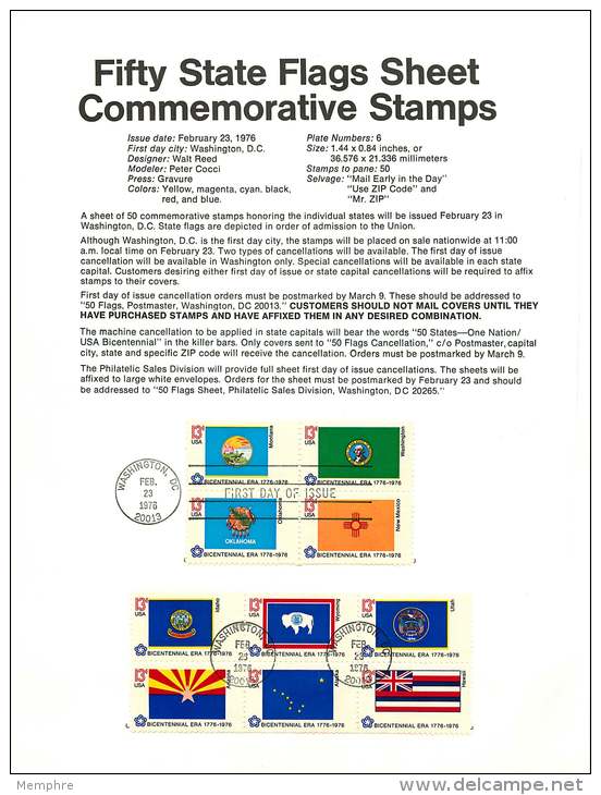 Set Of 5 Souvenir Sheets - State Flags Sc 1633-1682 - 1971-1980