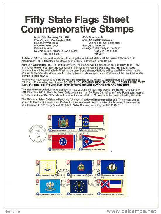 Set Of 5 Souvenir Sheets - State Flags Sc 1633-1682 - 1971-1980