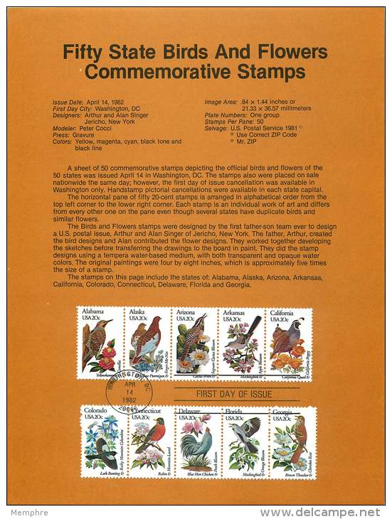 Set Of 5 Souvenir Sheets - State Birds And Flowers  Sc 1953-2002 - 1971-1980