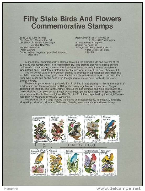 Set Of 5 Souvenir Sheets - State Birds And Flowers  Sc 1953-2002 - 1971-1980