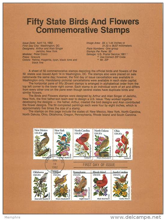 Set Of 5 Souvenir Sheets - State Birds And Flowers  Sc 1953-2002 - 1971-1980