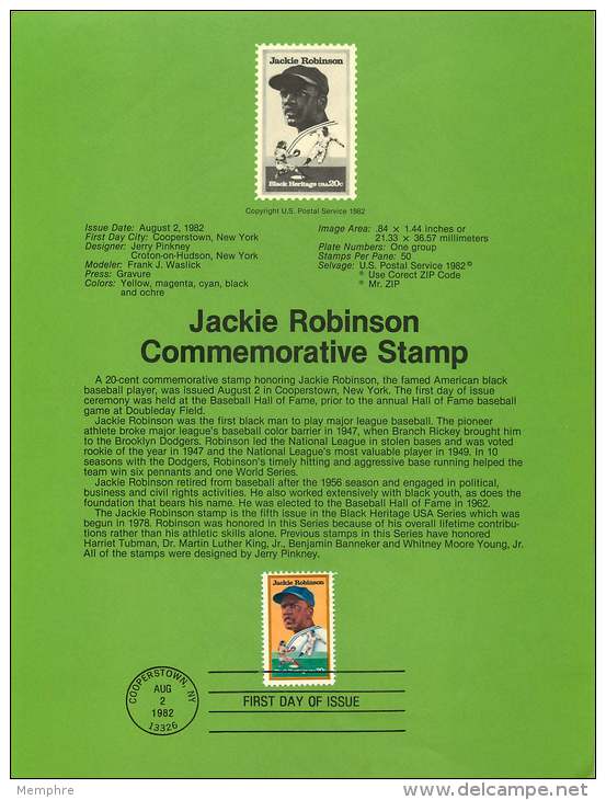 1982  Jackie Robinson, Baseball Player  Souvenir Sheet  Sc 2016 - 1981-1990