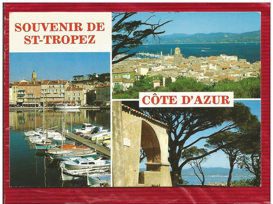 Souvenir De SAINT TROPEZ  - Dépt 83  - Multivues -  Blason - CPSM - Saint-Tropez