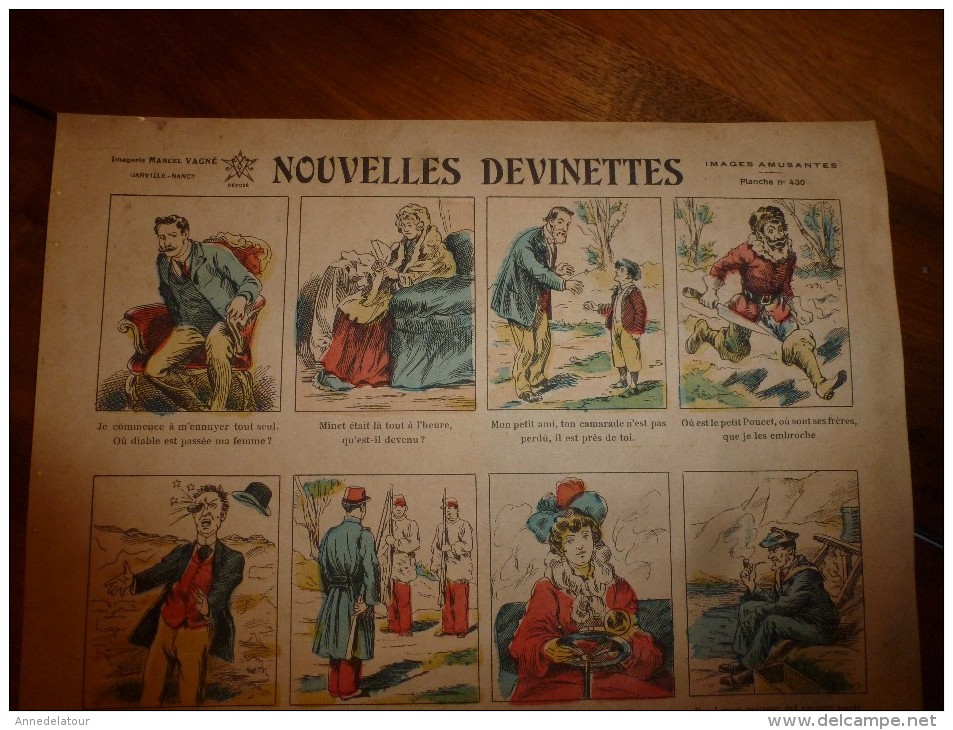 Vers 1900 Imagerie  Marcel Vagné De Jarville-Nancy   NOUVELLES  DEVINETTES      Images Amusantes Planche. N° 430 - Verzamelingen