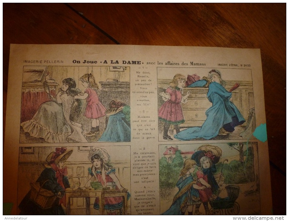 Vers 1900    Imagerie  Pellerin  On Joue "A LA DAME" Avec Les Affaires Des Mamans    Imagerie D'Epinal  N° 3133 - Collections