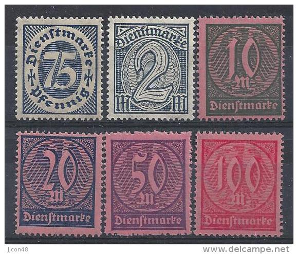 Germany 1922 Dienstmarken  (**)  MNH  Mi.69-74 - Officials