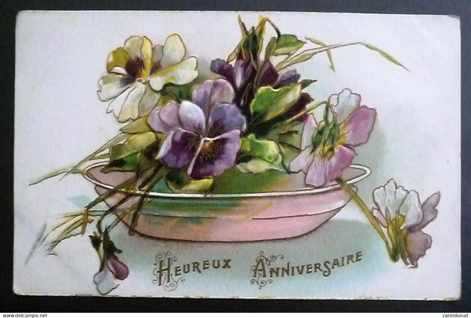 cpa BEAU lot 7 x CPA RELIEF ART NOUVEAU litho illustrateur VOEUX amitie  THEME PENSEE FLEUR PENSEES +- 1910