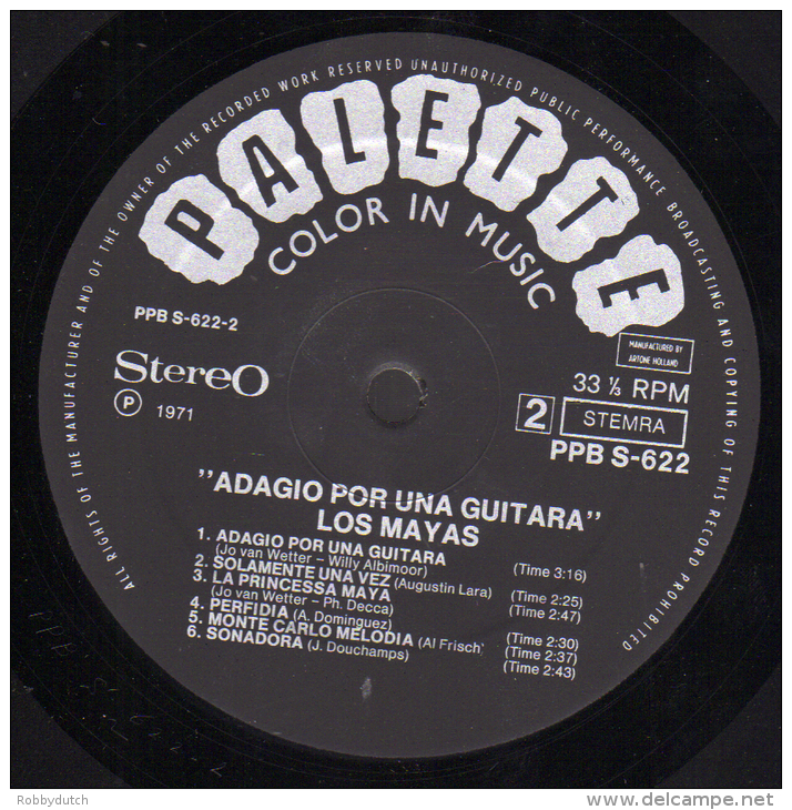 * LP *  LOS MAYAS - ADAGIO POR UNA GUITARRA (Holland 1966 EX-!!!) - Instrumentaal