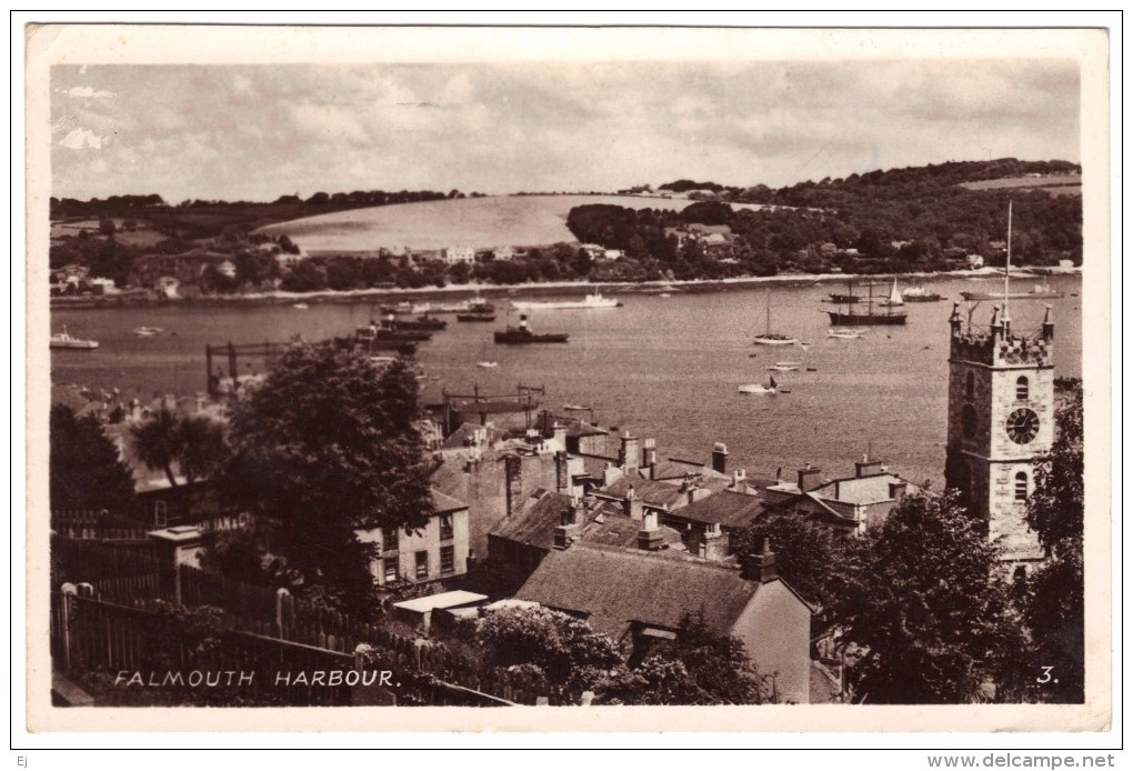 Falmouth Harbour Real Photo Postcard - R A Series - Postmark 1947 - Falmouth