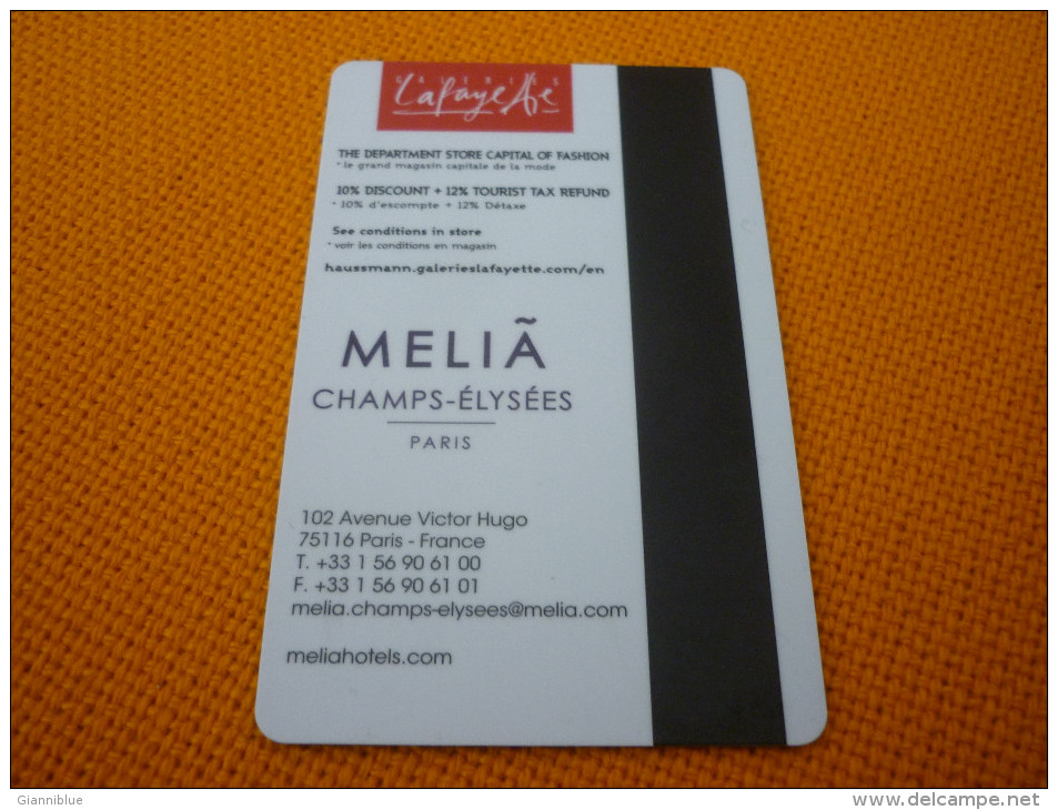 Greece - France Paris Champs-Elysees Melia Hotel room key card