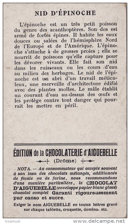 Chromo - Edition De La Chocolaterie D'Aiguebelle (Drôme). -  Nid D'épinoche. - Voir Scan. - Albums & Katalogus