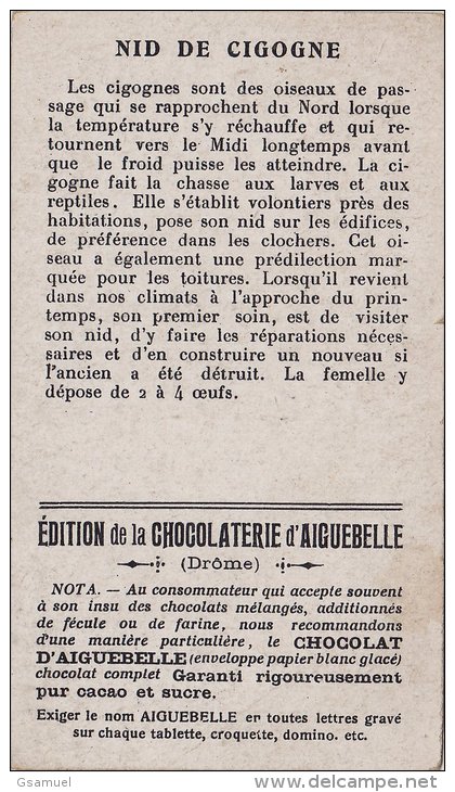 Chromo - Edition De La Chocolaterie D'Aiguebelle (Drôme). -  Nid De Cigogne. - Voir Scan. - Albumes & Catálogos