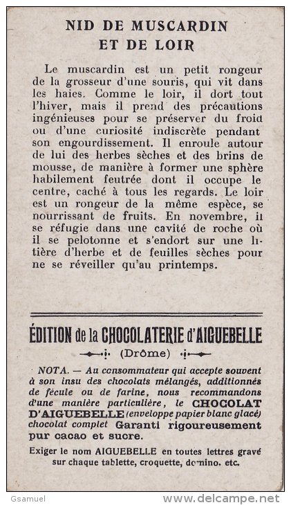 Chromo - Edition De La Chocolaterie D'Aiguebelle (Drôme). -  Nid De Muscardin Et De Loir. - Albums & Katalogus