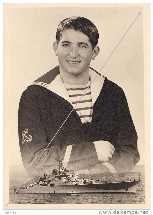 Grande Photo Souvenir Marine De Guerre Miliaire Bateau Marin Par Maunier à Toulon - Bateaux