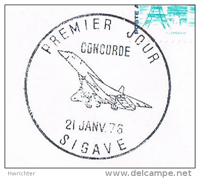 Concorde Air France 21.1.76 Sigave FDC - Seltener Postsonderstempel (182) - FDC