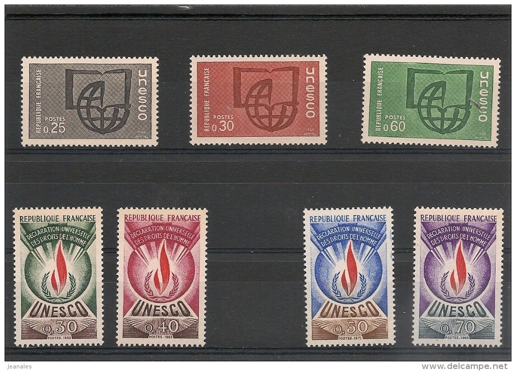 FRANCE UNESCO  1966/71 N° Y&T : 36/42** - Mint/Hinged