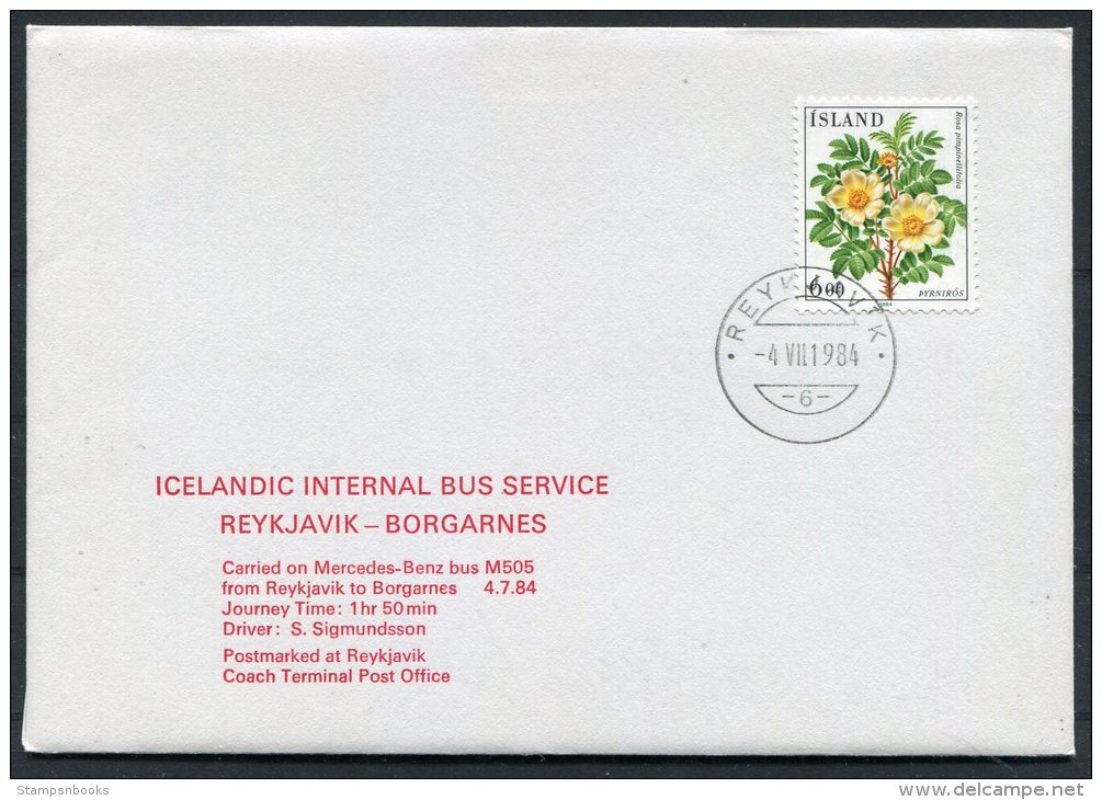 1984 Iceland Icelandic Bus Service Reykjavik / Borgarnes Mercedes Benz, Coach Terminal Post Office (1 Of 10 Covers) - Covers & Documents