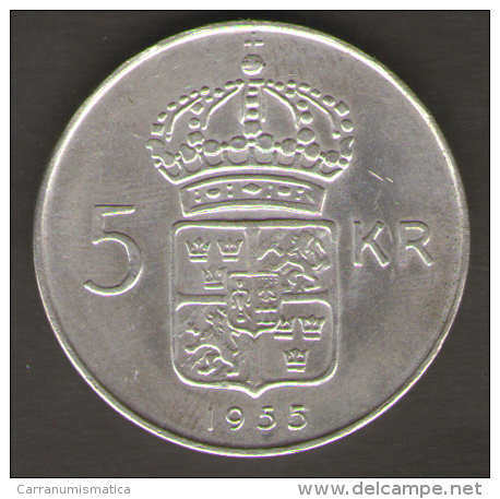 SVEZIA 5 KRONER 1955 AG SILVER - Svezia