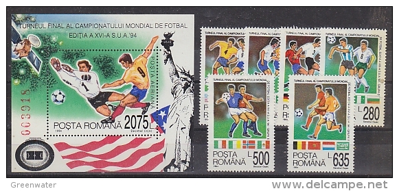 Romania 1994 World Championship Football 6v + M/s  ** Mnh (26083) - Ungebraucht