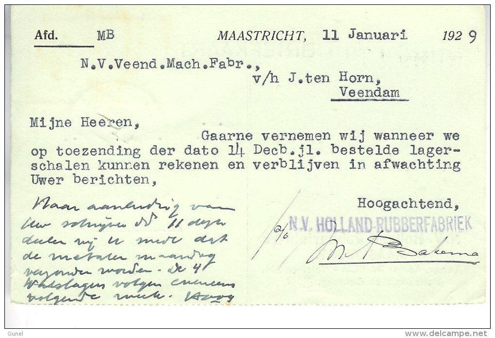 1929 Firma Bk Van MAASTRICHT-STATION 1 Naar Veendam - Brieven En Documenten