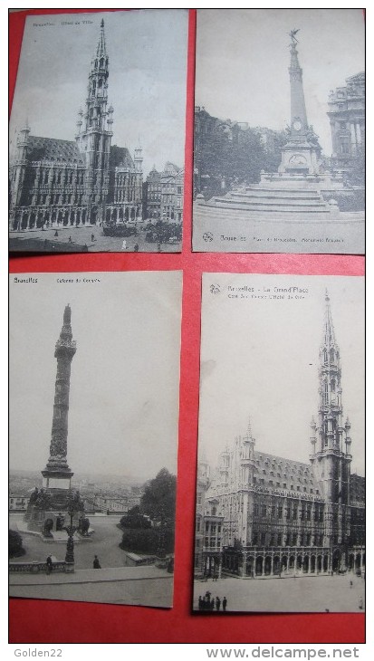 BRUXELLES. Lot 4 Cpa. Hôtel De Ville,Place De Brouckère,Colonne Du Congrès, La Grand'Place - Sets And Collections