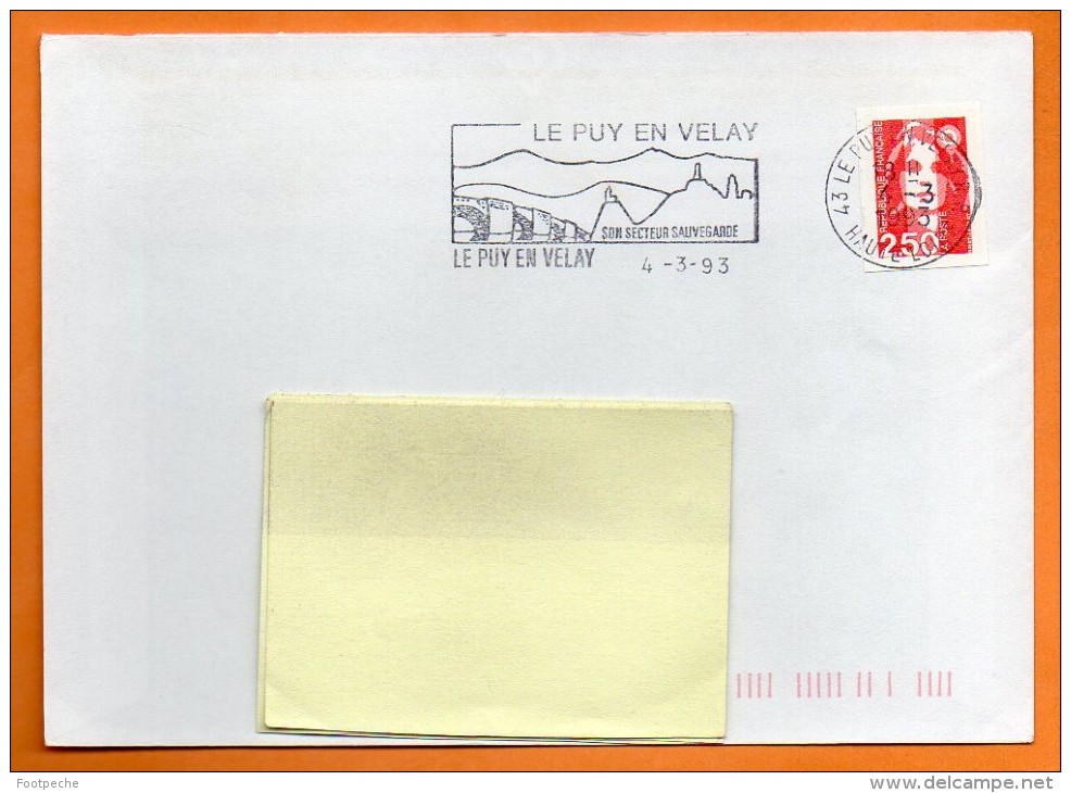 43 LE PUY EN VELAY   SON SECTEUR SAUVEGARDE  4 / 3 / 1993 Lettre Entière N° M 855 - Mechanical Postmarks (Advertisement)