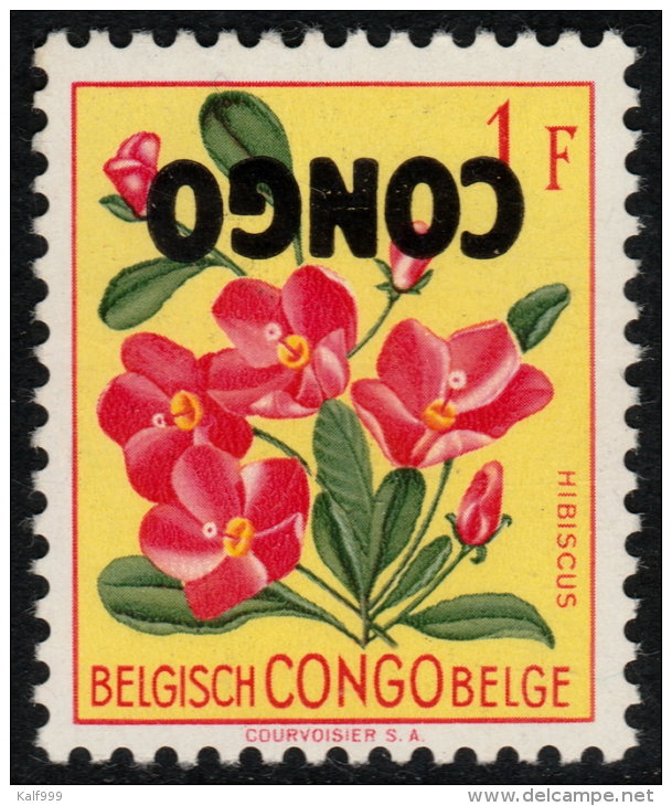 ~~~ Congo  Kinshasa  1960 -  COB 388  ** MNH -  Variete Surcharge RENVERSEE / Opdruk KOPSTAAND ~~~ - Sonstige & Ohne Zuordnung