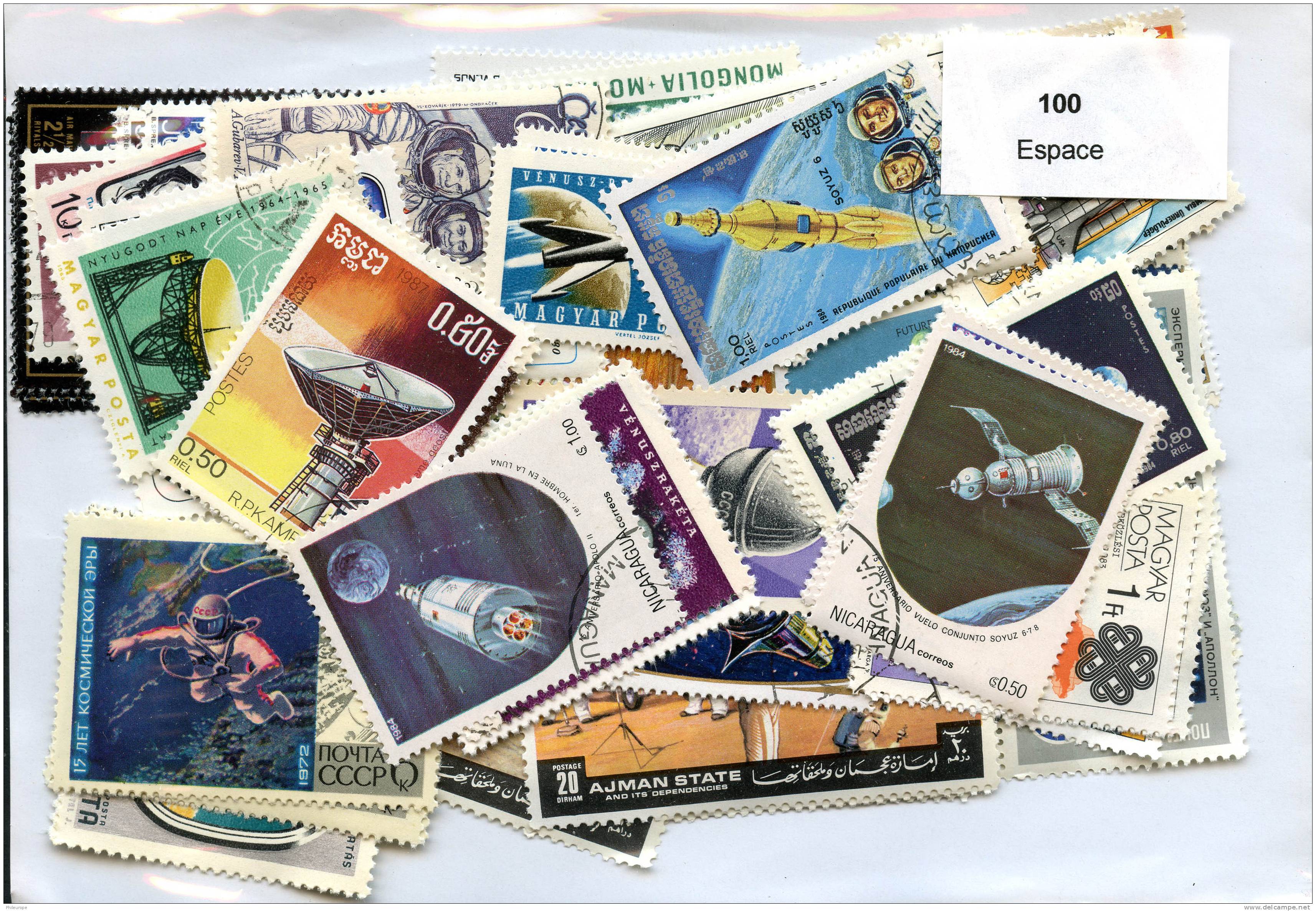 Lot 100 Timbres Thème Espace - Vrac (max 999 Timbres)