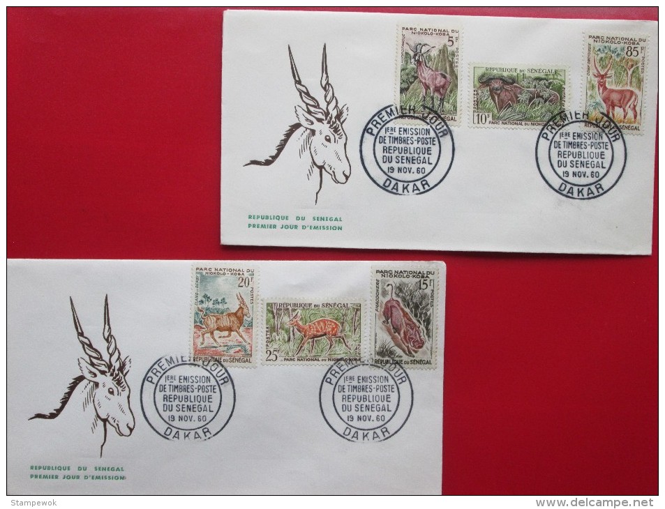 1960 Senegal - Animal Definitives / Animals From The Niokolo-Koba National Park / Independence - All 6 Vals. On 3 FDCs - Senegal (1960-...)