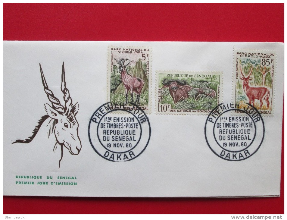 1960 Senegal - Animal Definitives / Animals From The Niokolo-Koba National Park / Independence - All 6 Vals. On 3 FDCs - Senegal (1960-...)