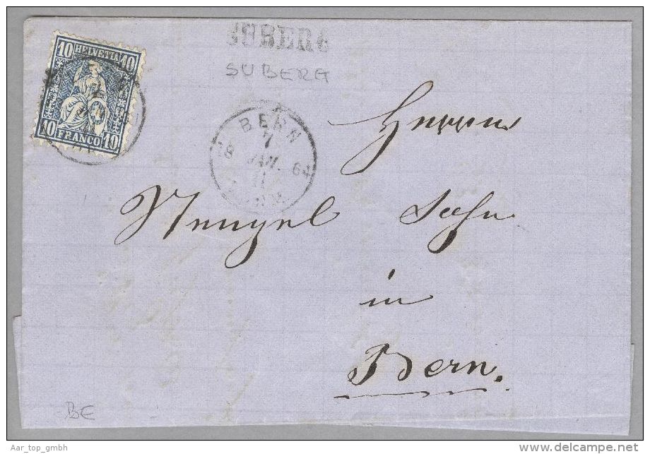Heimat BE SUBERG (Grossaffoltern) 1864-01-07 Lang-O Brief Nach Bern Mit 10Rp. Sitzende - Lettres & Documents