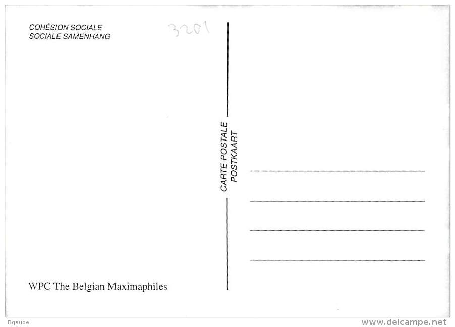 BELGIQUE CARTE MAXIMUM   NUM.YVERT  3201 LA COHESION SOCIALE - 2001-2010