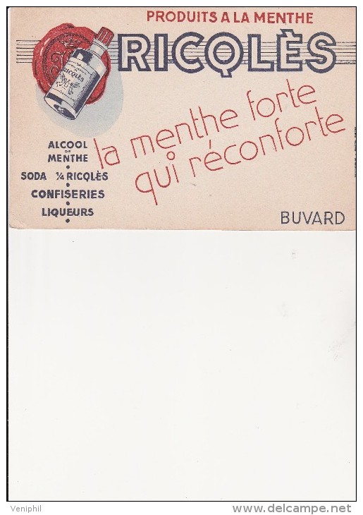 BUVARD -PUBLICITE RICQLES - Liqueur & Bière