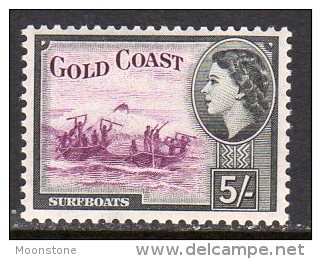 Gold Coast Ghana QEII 1952-4 Definitives 5/- Value, Lightly Hinged Mint - Costa De Oro (...-1957)