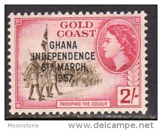 Gold Coast Ghana QEII 1957 Independence Overprints 2/- Value, MNH - Gold Coast (...-1957)